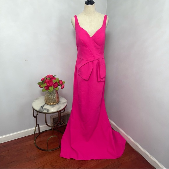 # Basix Black Label Fuchsia Side Hip Peplum Gown New With Tag - Picture 3 of 16